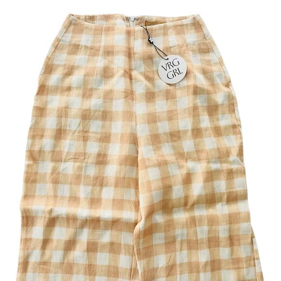 Verge VRG Girl Divine Artist Linen Wide Leg Pants Mustard Cream NEW Size 6 Linen - Picture 3 of 9